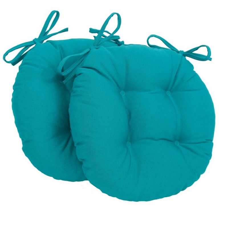 16-Inch Solid Twill Round Tufted Chair Cushions (Set Of 2)