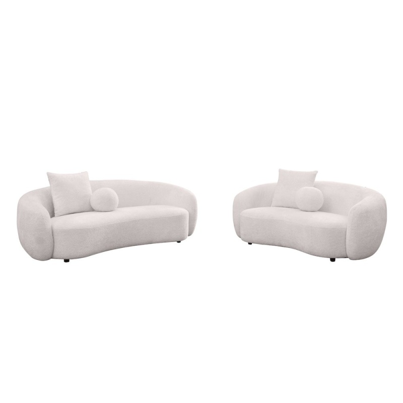 Teddy Fabric 2Pc Sofa + Loveseat Set in Beige