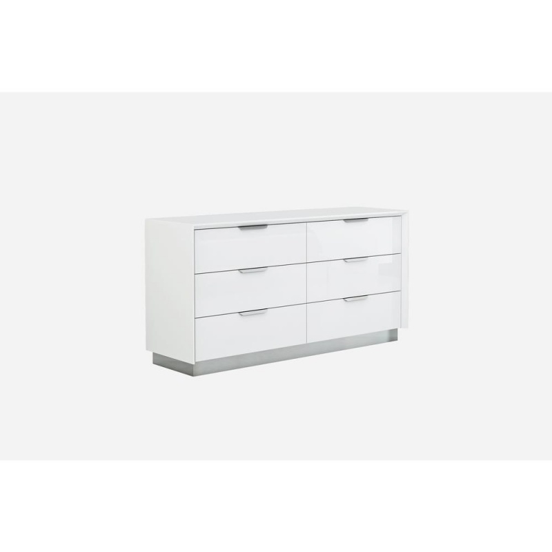 Navi Dresser Double High Gloss White With Stainless Steel Trim