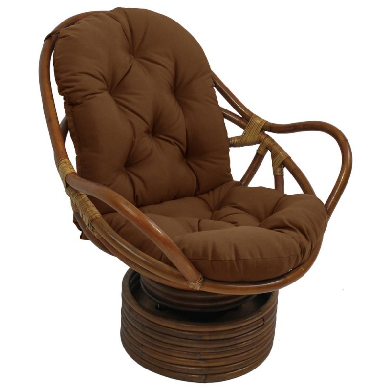 Rattan Swivel Rocker With Outdoor Fabric Cushion, Mocha