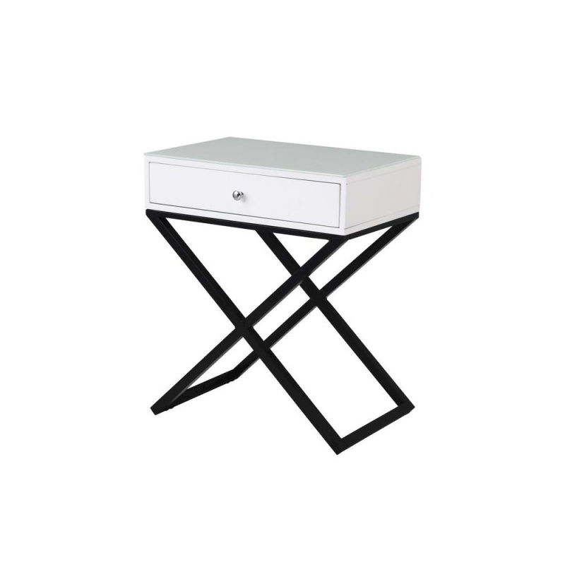 Koda White Wooden End Side Table Nightstand