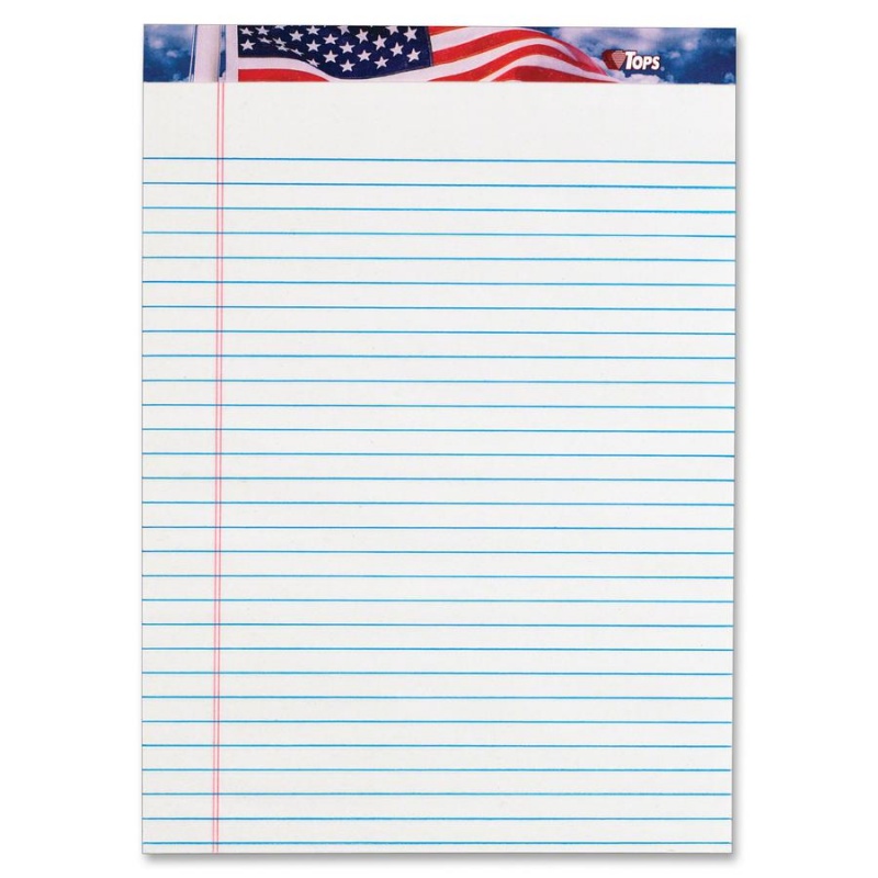 Tops American Pride Legal Rule Writing Pad - 50 Sheets - Legal Ruled - 16 Lb Basis Weight - 8 1/2" X 11 3/4" - 2.38" X 11.8" X 8.5" - White Paper - Ink Resistant, Smooth, Perforated, Acid-Free - 12 /