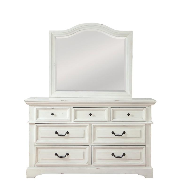 Stonebrook Dresser With Mirror - Distressed Antique White