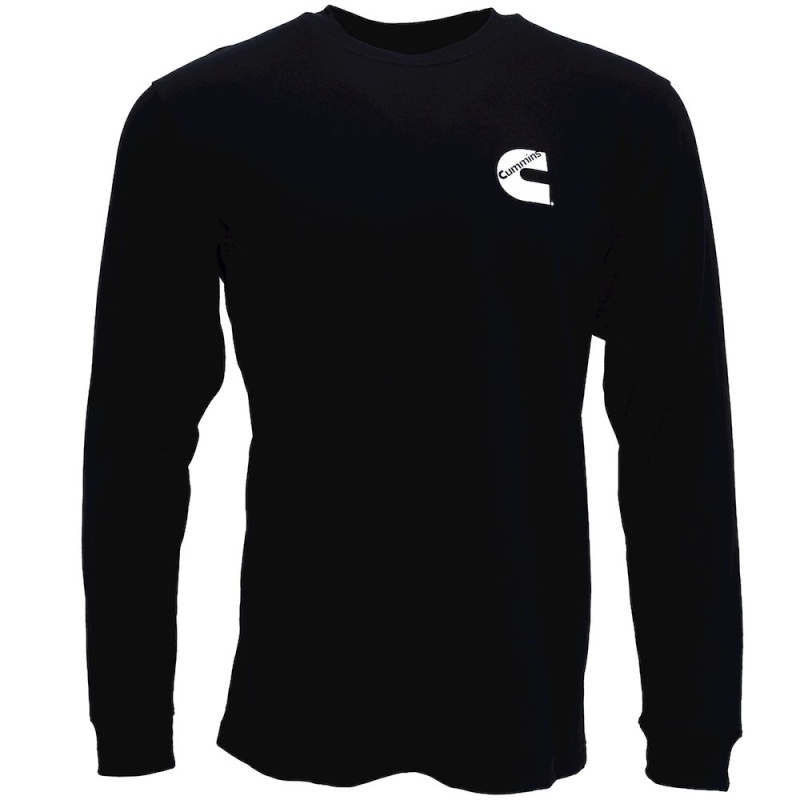 Unisex Long Sleeve T-Shirt Black All Cotton Tee - Medium