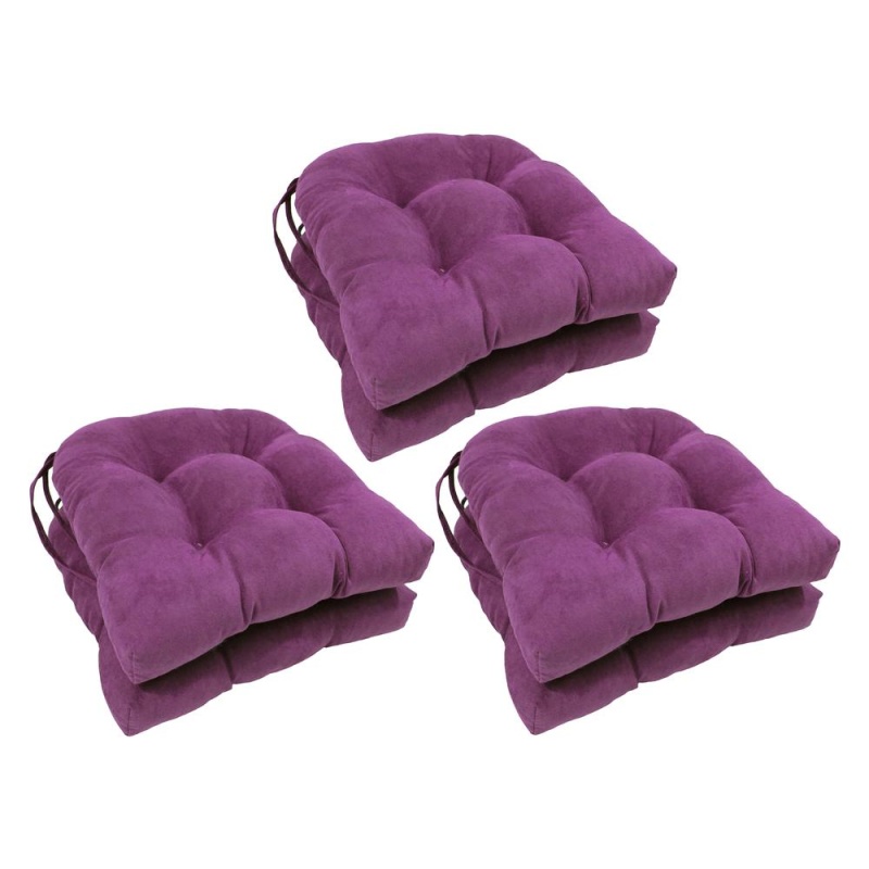 16-Inch Solid Microsuede U-Shaped Tufted Chair Cushions (Set Of 6) 916X16us-T-6Ch-Ms-Uv