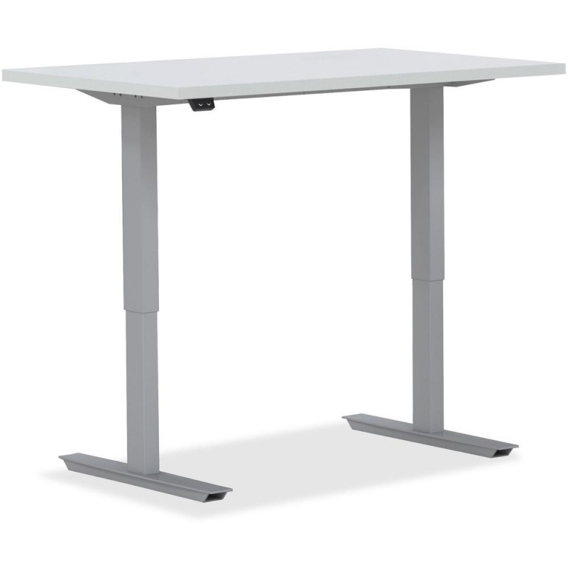 Safco Ml-Series Height-Adjustable Table - Rectangle Top - Silver Metallic T-Shaped, Powder Coated Base - 2 Legs - 48" Table Top Length X 30" Table Top Width X 1.13" Table Top Thickness - Assembly Requ