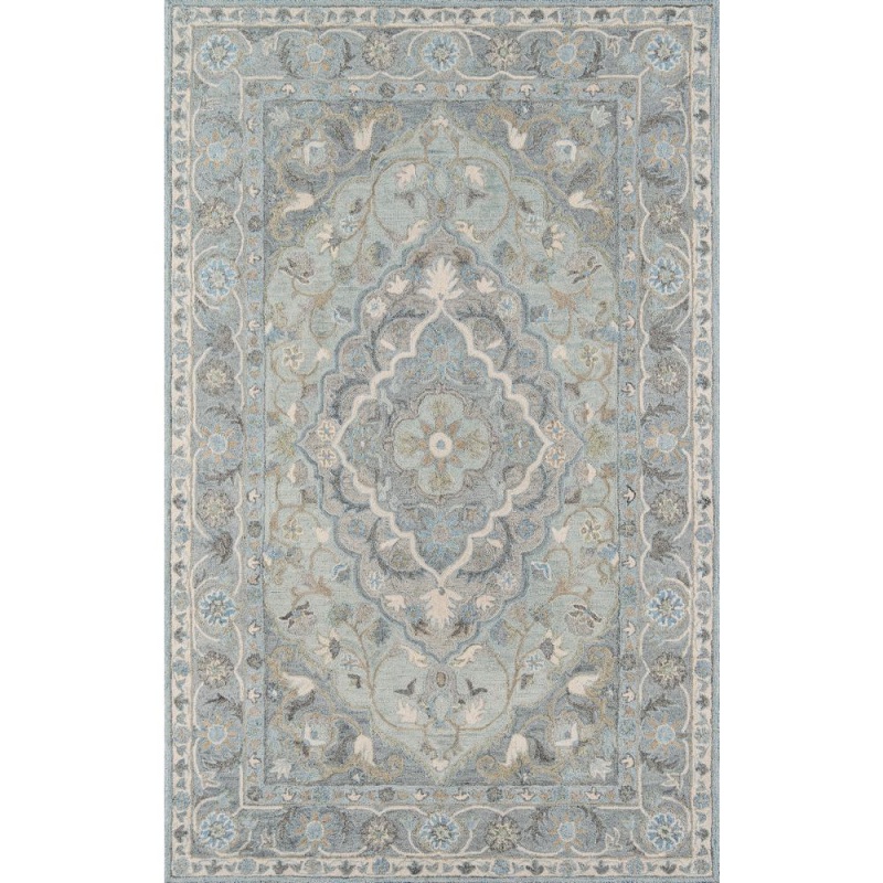 Traditional Rectangle Area Rug, Blue, 9'6" x 13'6"