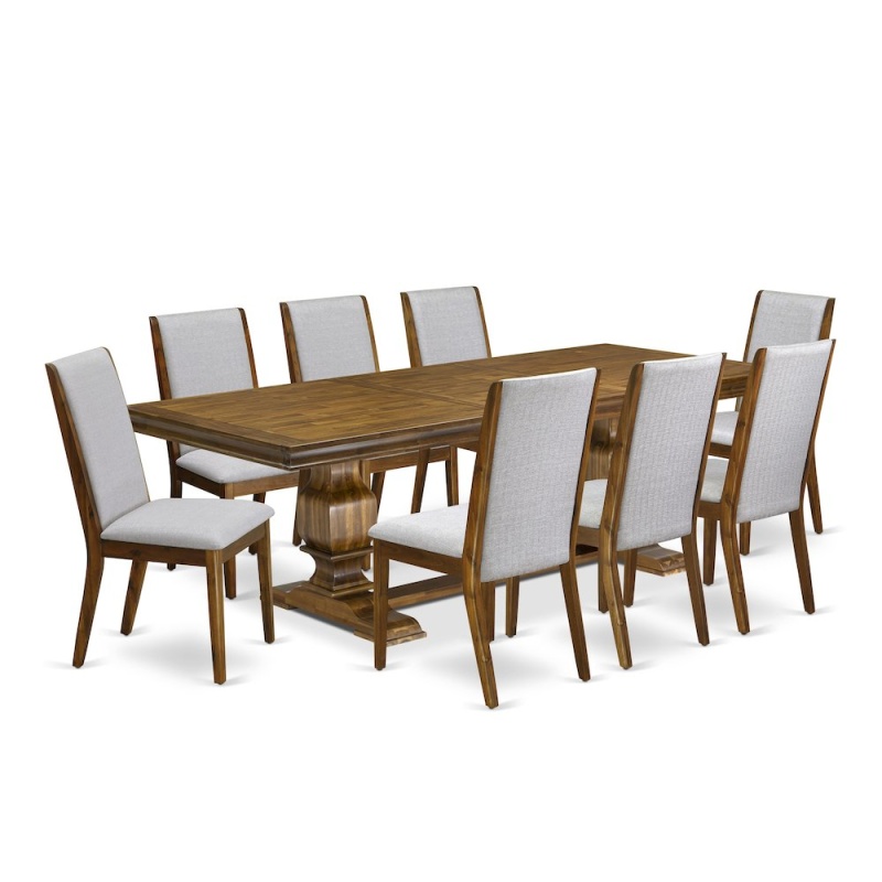 9 Pieces Dining Table Set Of A Rectangular Dining Table And 8 Dining Chairs