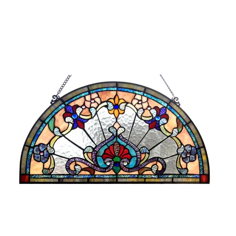 Emersyn Victorian Tiffany-Glass Window Panel 24" Wide