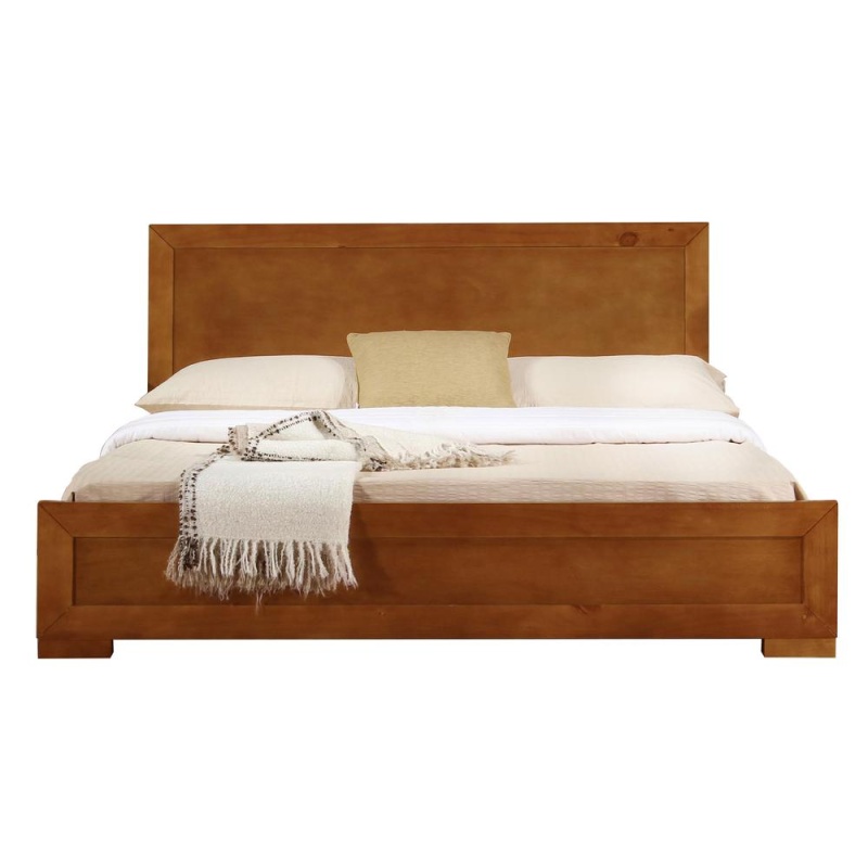 Trent Wooden Platform Bed in Oak, Queen