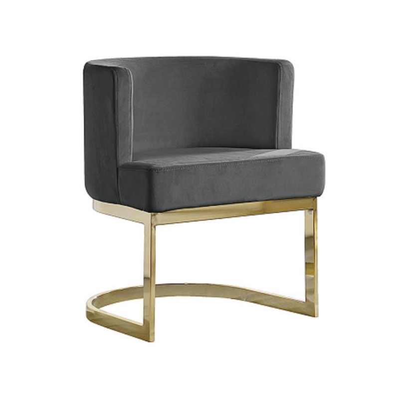 Dark Grey Velvet Side Chair With Gold, Chrome Base - Single