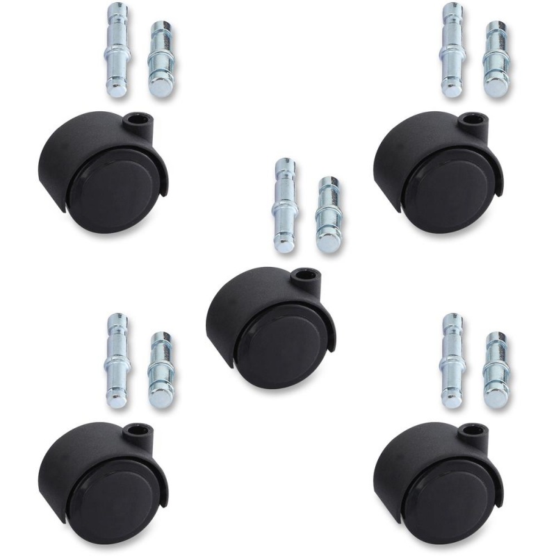 Lorell Premium Soft Dual-Wheel Casters Set - 2.50" Diameter - Nylon, Metal - Black - 1 Set