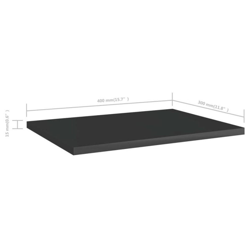 Vidaxl Bookshelf Boards 8 Pcs High Gloss Black 15.7"X11.8"X0.6" Chipboard 5167