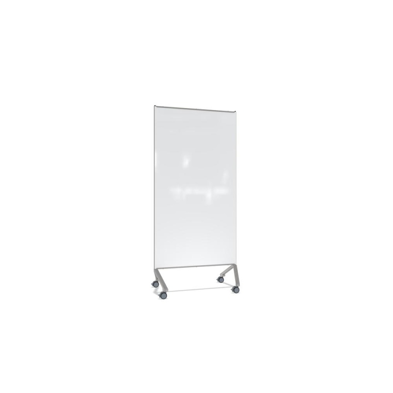 Ghent Pointe Magnetic Mobile Glassboard, White Painted Glass W/ Silver Frame, 77" H X 36" w