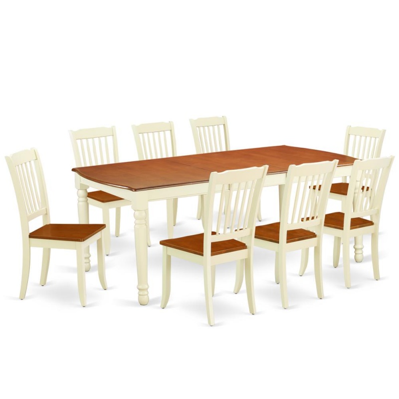 East West Furniture Dining Room Set in Buttermilk & Cherry