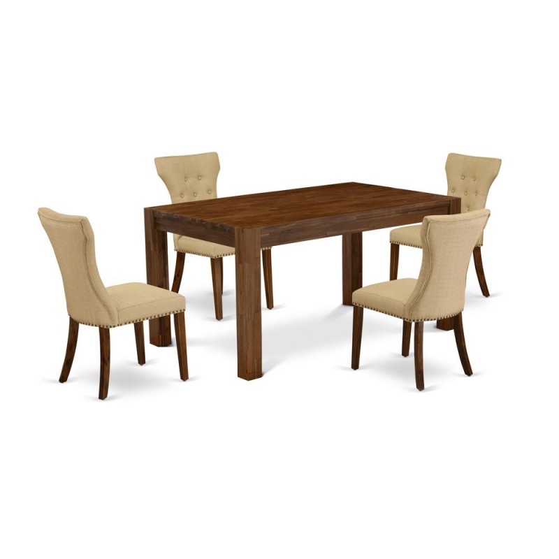 5-Piece Dining Table Set with 4 Parson Chairs