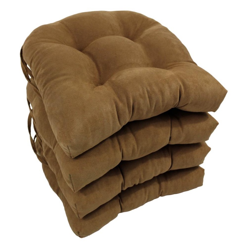 16-Inch Solid Micro Suede U-Shaped Tufted Chair Cushions (Set Of 4)