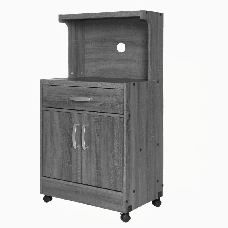 Better Home Products Shelby Kitchen Wooden Microwave Cart In Gray