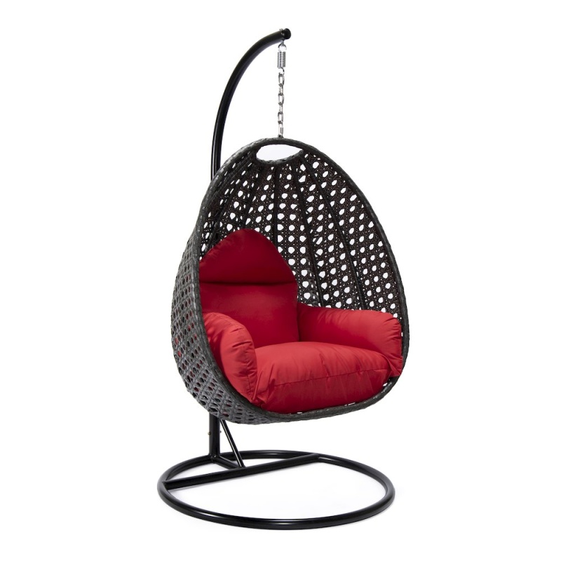Leisuremod Charcoal Wicker Hanging Egg Swing Chair