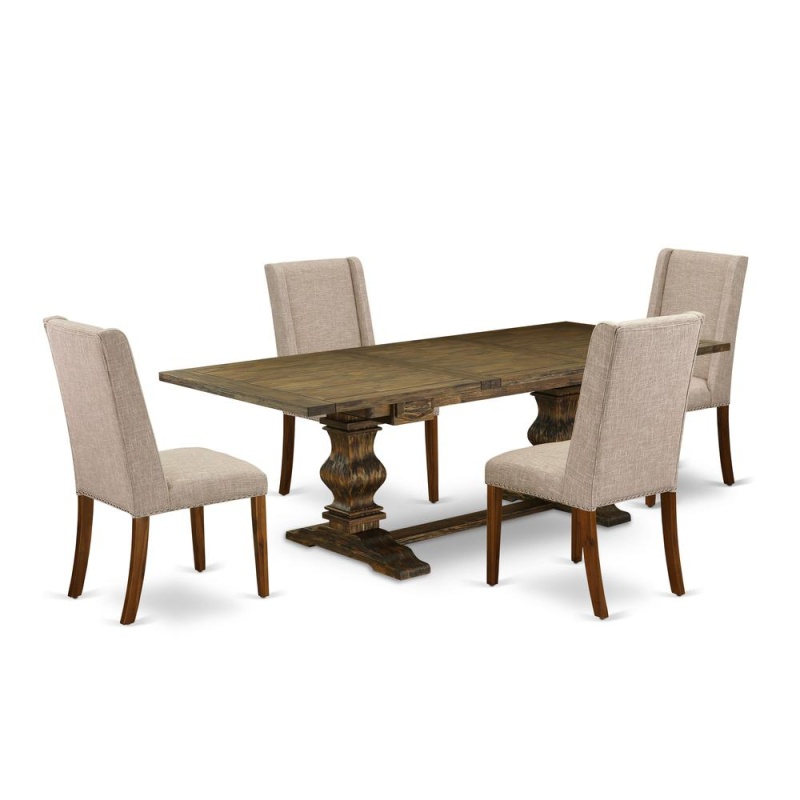 East West Furniture 5 Piece Dining Table Set for 4