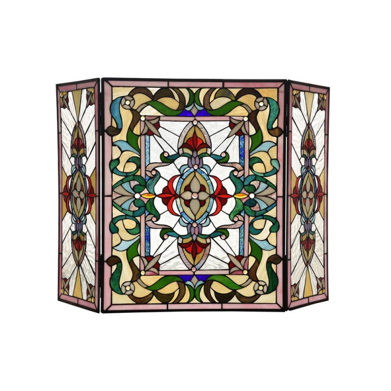 Chloe Lighting Aylee Tiffany-Style 3Pcs Folding Victorian Fireplace Screen 44" Wide