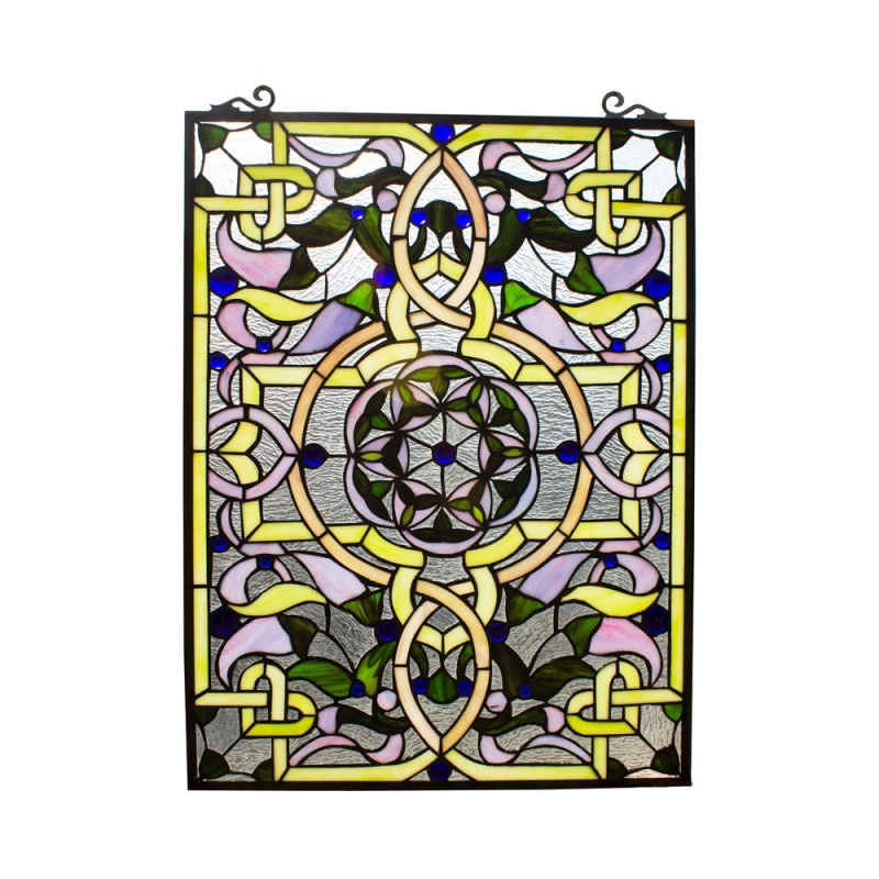 Chloe Lighting Sabrina Tiffany-Style Victorian Window Panel 24" Height