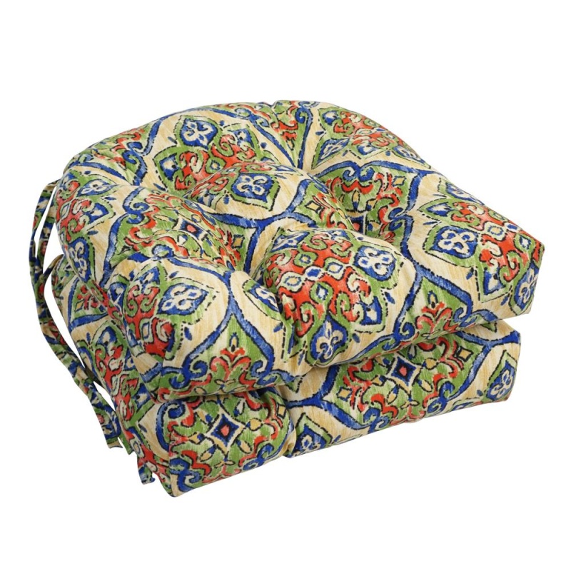 16-Inch Spun Polyester Outdoor U-Shaped Tufted Chair Cushion
