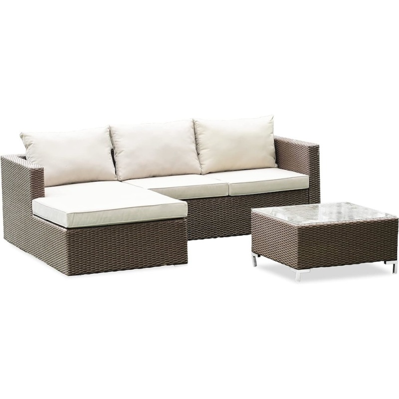 Wicker Patio Set Brown