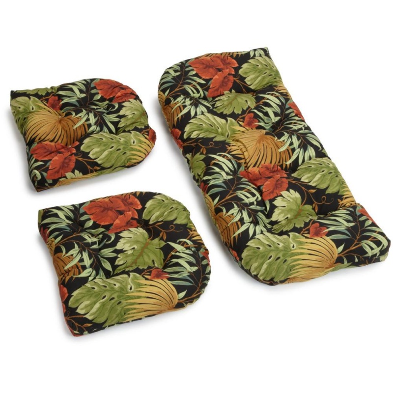 U-Shaped Spun Polyester Tufted Settee Cushion Set (Set Of 3)