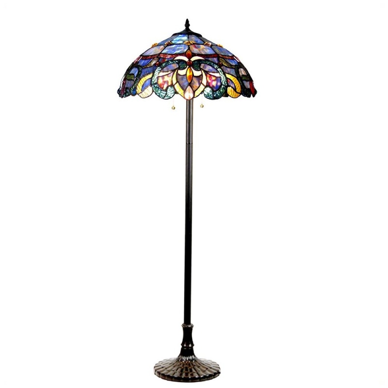 Nora Tiffany Style Victorian 2 Light Floor Lamp, 18" Shade