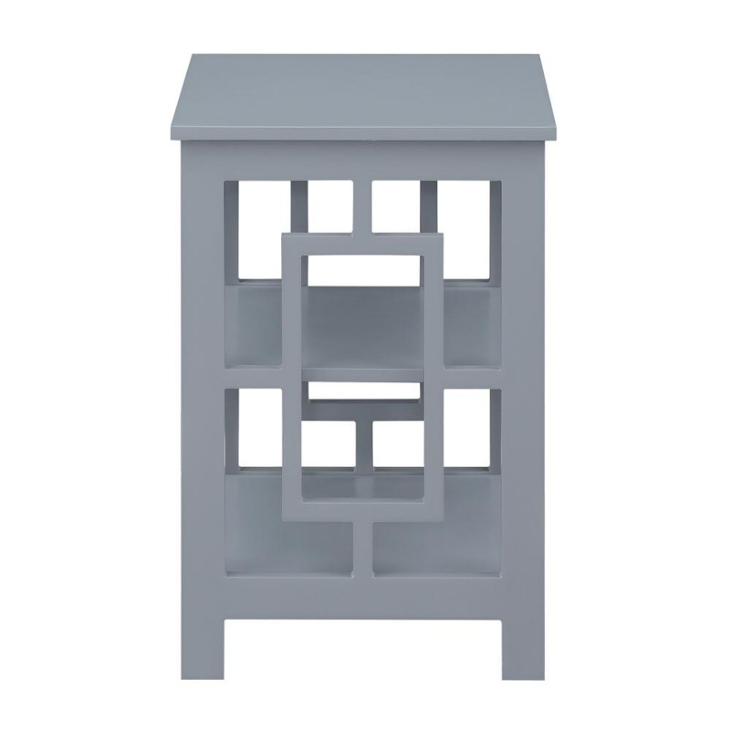 Town Square End Table With Shelves, Gray