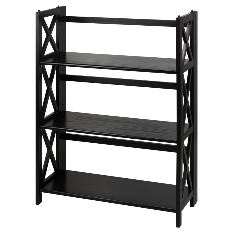 Montego 3-Shelf Folding Bookcase -Black