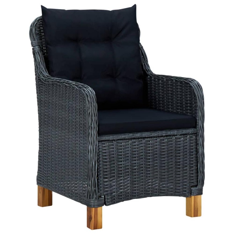 Vidaxl 3 Piece Garden Lounge Set With Cushions Poly Rattan Dark Gray 0180