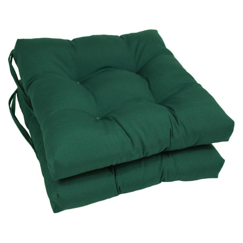 16-Inch Solid Twill Square Tufted Chair Cushions (Set of 2)