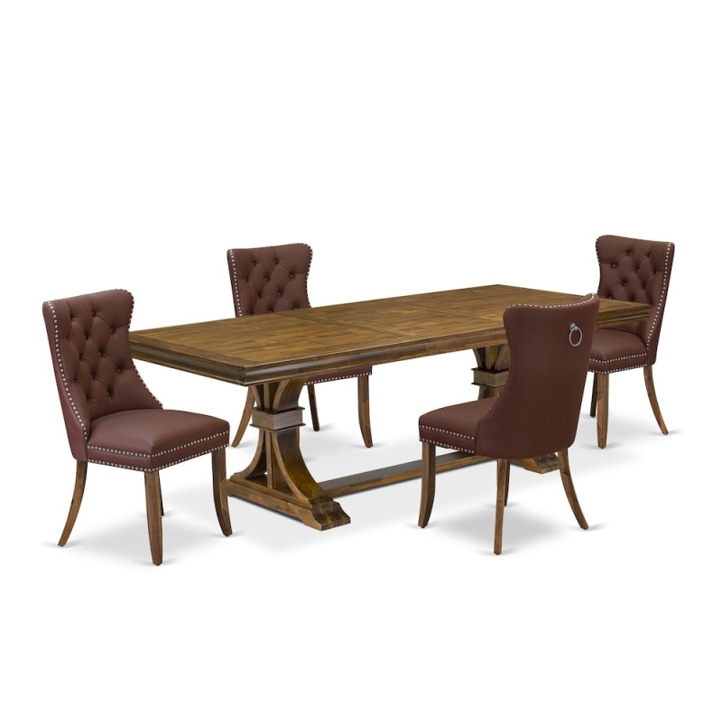 5-Piece Kitchen Table Set with 4 Faux Leather Chairs