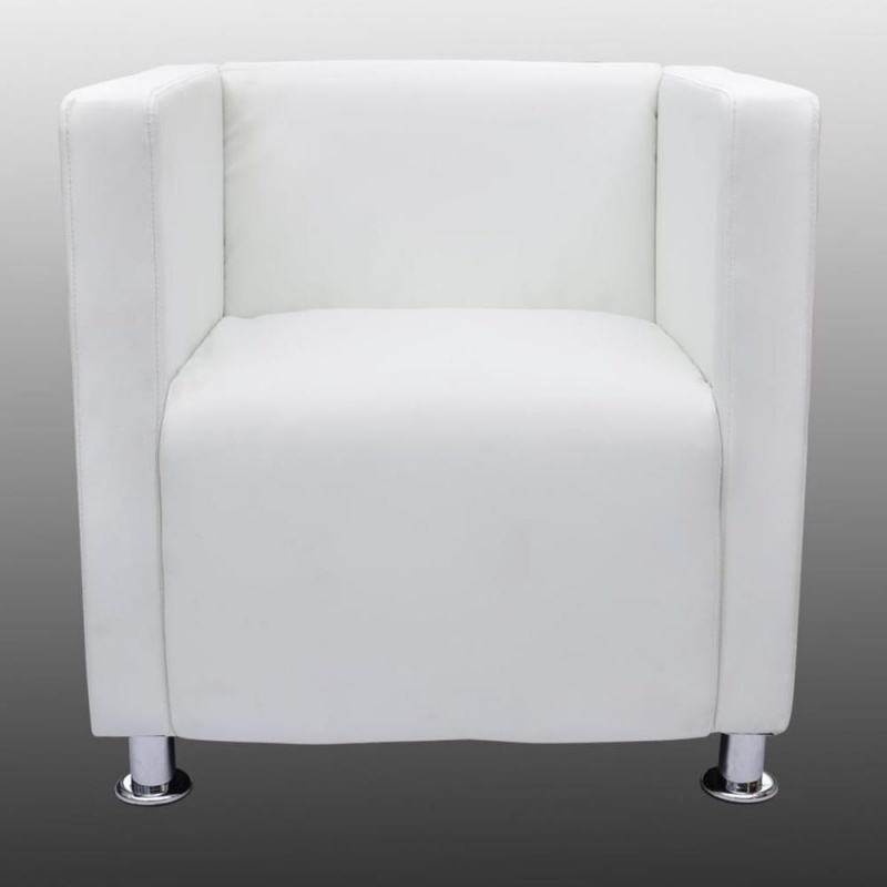 Vidaxl Cube Armchair White Faux Leather