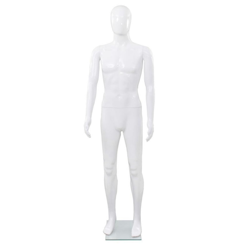 Vidaxl Full Body Male Mannequin With Glass Base Glossy White 72.8"