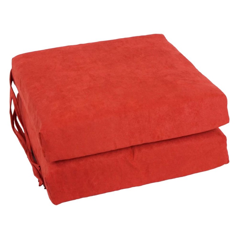 Blazing Needles Indoor 16" X 16" Microsuede Chair Cushion, Cardinal Red