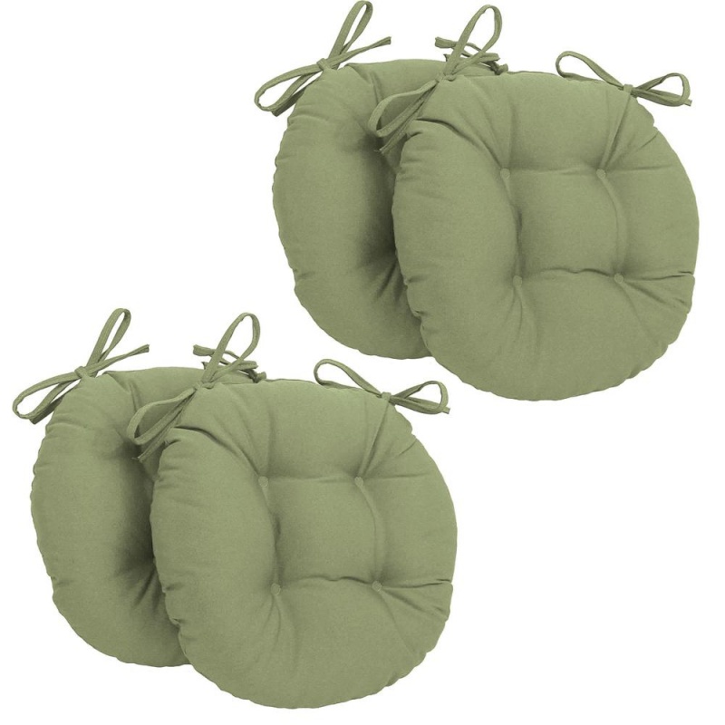 16-Inch Solid Twill Round Tufted Chair Cushions (Set Of 4)