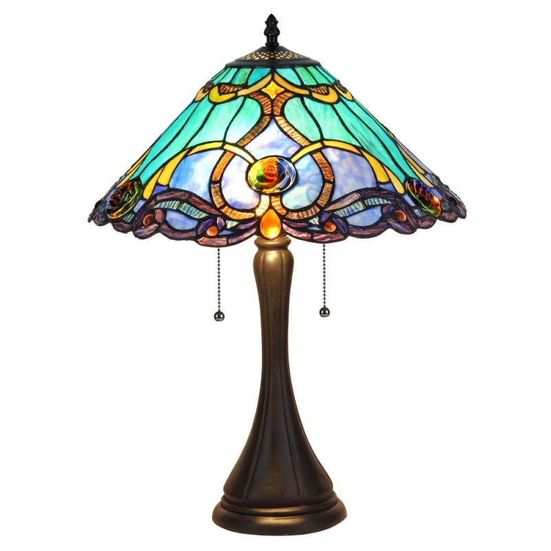 Keegan Tiffany-Style 2 Light Victorian Table Lamp 16" Shade