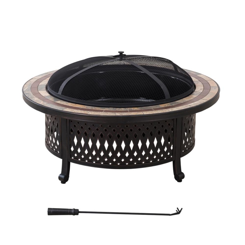 Sunjoy 40 In. Round Wood-Burning Firepit Table