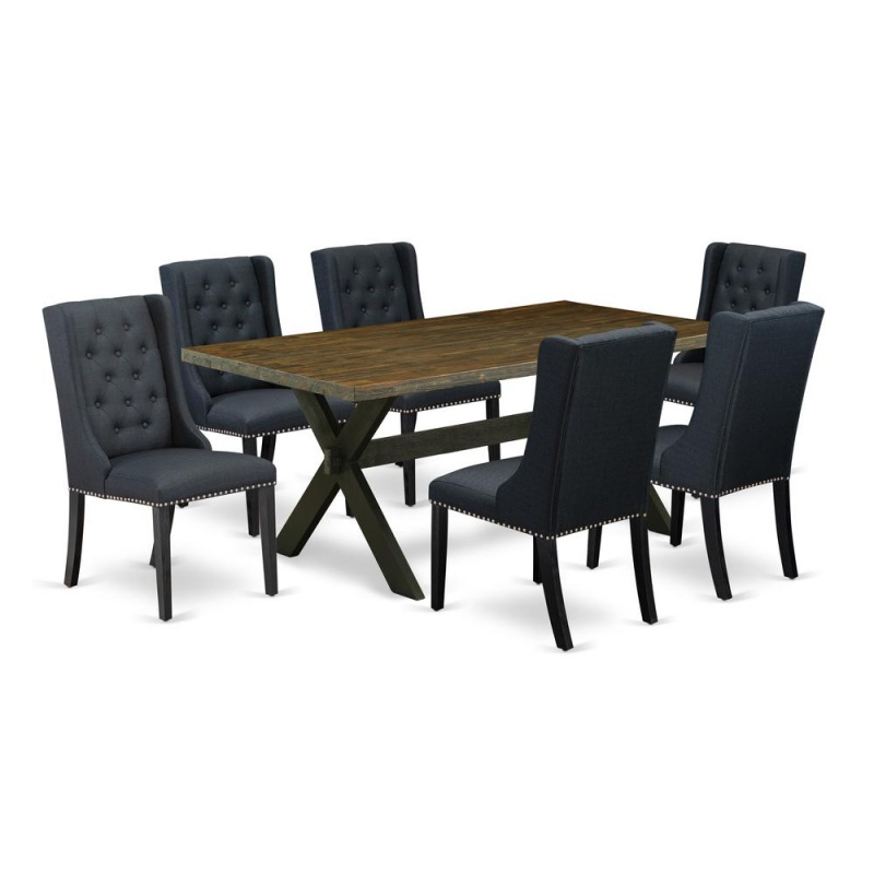 7 Pc Dining Table Set with 6 Chairs
