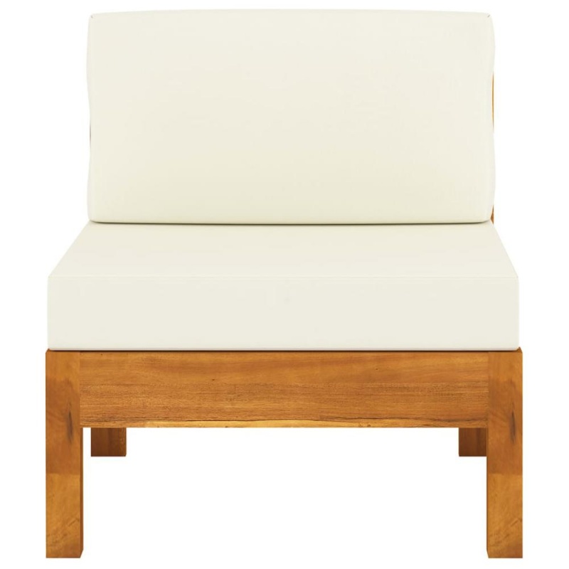 Vidaxl Middle Sofa With Cream White Cushions Solid Acacia Wood 0646