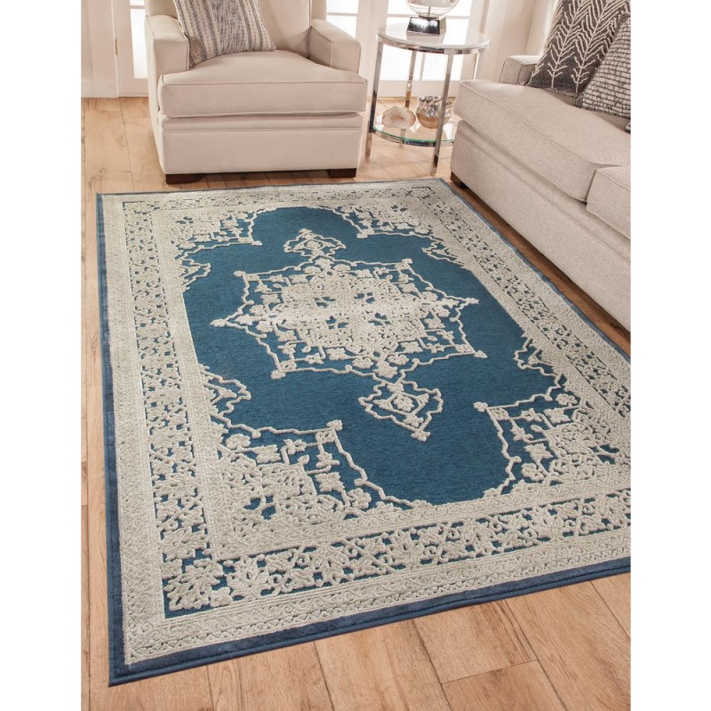 Napa Ashton Blue and Natural Area Rug 5'3" x 7'6"