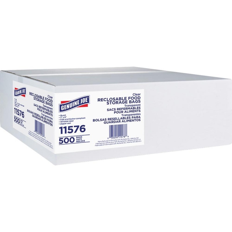 Genuine Joe Food Storage Bags - 1.75 Mil (44 Micron) Thickness - Clear - 4000/Carton - Food, Beef, Poultry, Vegetables, Seafood