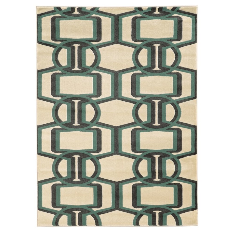 Roma Bridle Grey & Turquoise 8x10 Rug