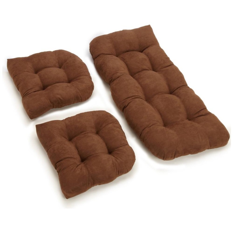 U-Shaped Microsuede Tufted Settee Cushion Set