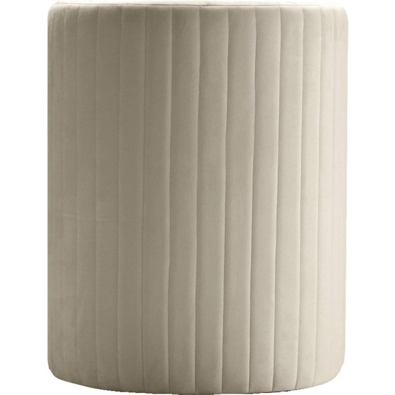 Seager Cream Velvet Round Arm Chair With Ottoman