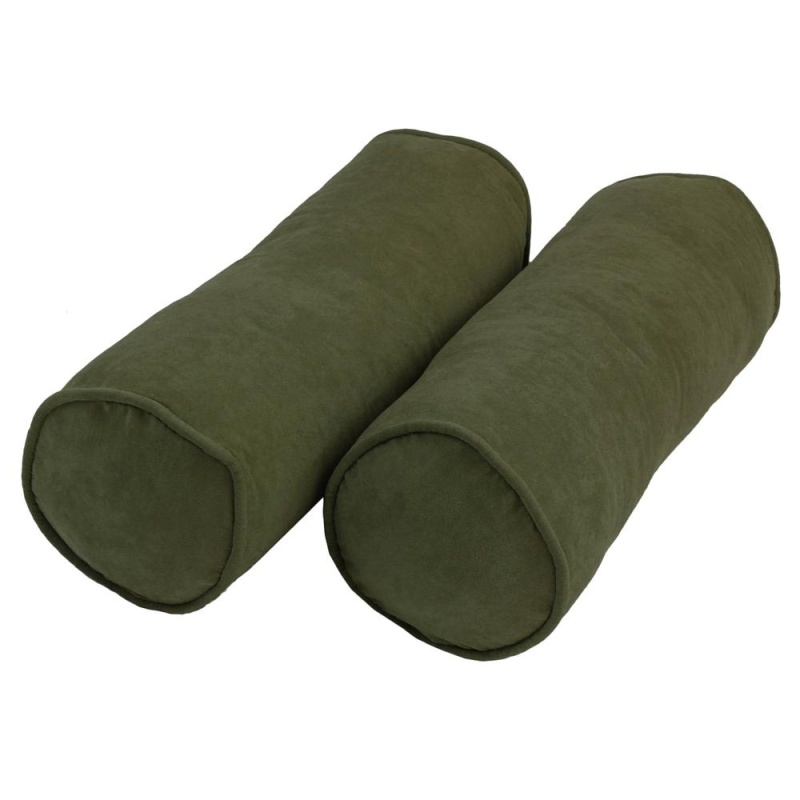 20-Inch By 8-Inch Double-Corded Solid Microsuede Bolster Pillows With Inserts (Set Of 2) 9814-Cd-S2-Ms-Hg