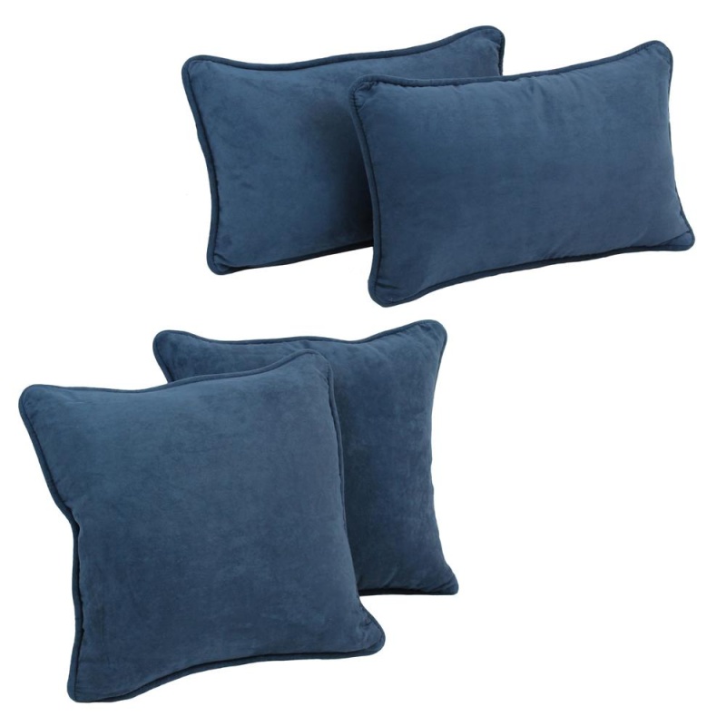 Double-Corded Solid Microsuede Throw Pillows With Inserts (Set Of 4) 9819-Cd-S4-Ms-In